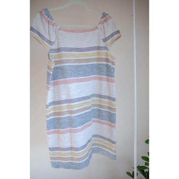 Madewell Texture & Thread Dress Cap Sleeve Button Front Striped Comfy SZ Medium - Picture 9 of 11